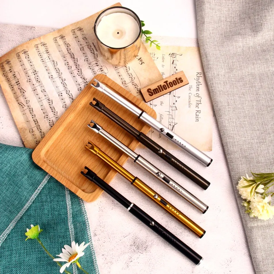 2023 Luxury Custom Logo Electric and Gas Arc BBQ Cigarettes Lighter USB Rechargeable Candle Lighters for Home