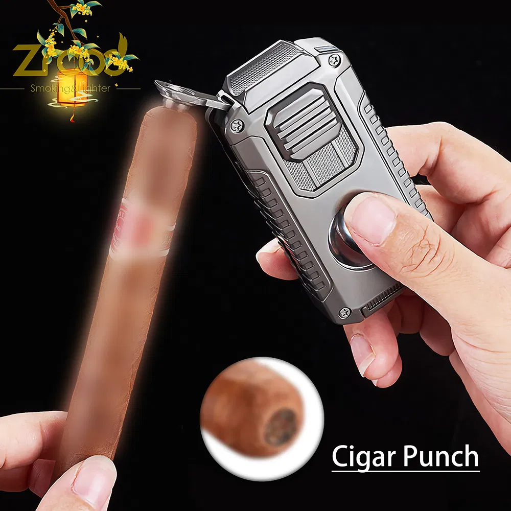 2024 Multi-Functional Accessories 4-in-1 Refillable Cool Butane Cigar Lighters for Travel
