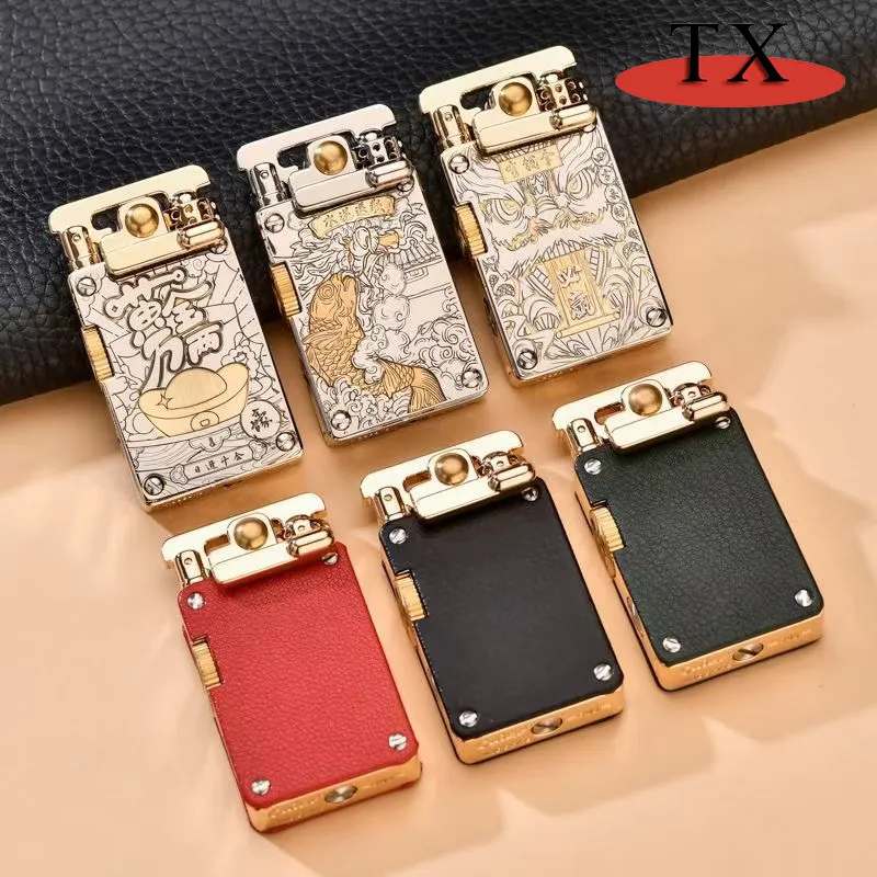 Alloy Retro Grinding Wheel Rocker Kerosene Lighter Personalized Custom Logo Metal Lighter