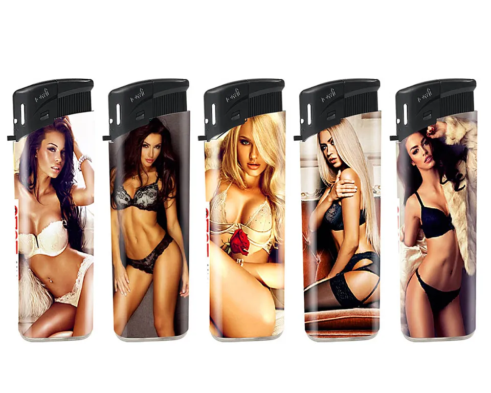 Custom Flame Encendedor Electric Lighter Disposable Cigarette Gas Custom Logo