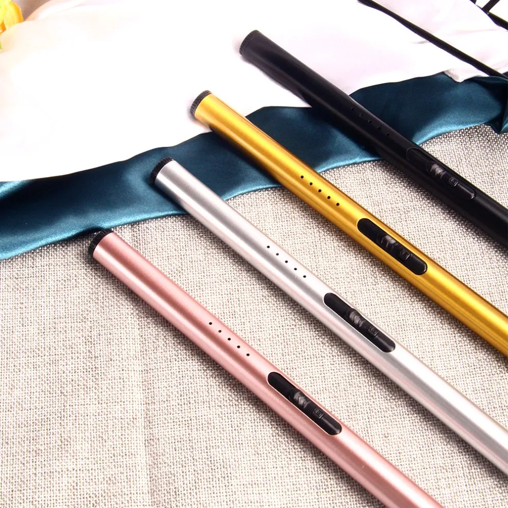 Custom Logo Candle Lighter Electronic Arc USB Rechargeable Lighter for Candle Cigarette Kitchen