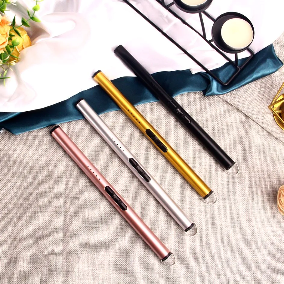 Custom Logo Candle Lighter Electronic Arc USB Rechargeable Lighter for Candle Cigarette Kitchen