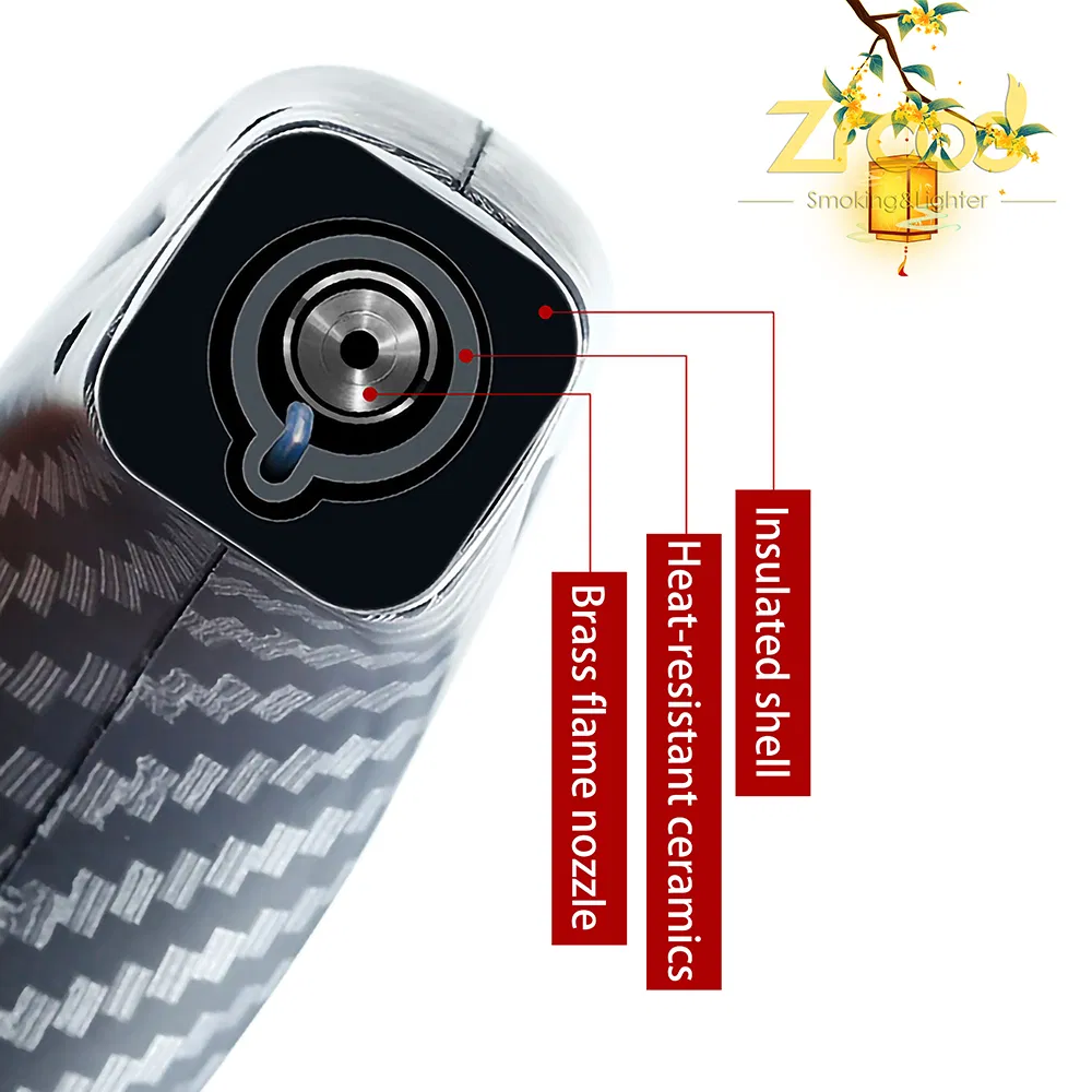 New Design Custom Cigar Lighter Butane Gas Torch Blue Flame Single Straight Windproof Lighter