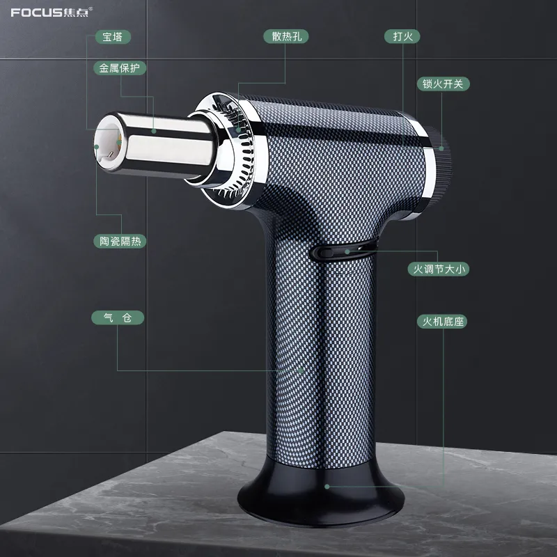 Windproof Metal Jet Butane Torch Lighters Jet Flame Custom Food Cigarette Torch Lighter Wholesale for Cigar Kitchen BBQ